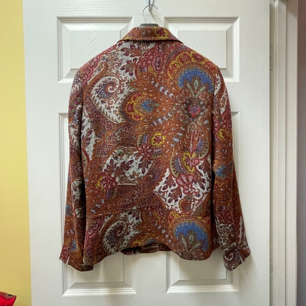 Vintage Coldwater Creek Women's M‎ Tapestry Paisley Blazer Jacket Cottagecore - Picture 7 of 15